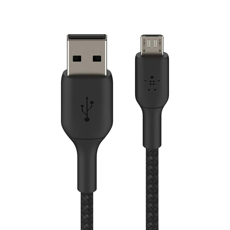 Belkin Micro-USB Cable for Portable Speakers; Power Banks; eReaders; and more (Braided USB-A to Micro-USB cable; 3.3 ft. / 1 m; Black) CAB007bt1MBK