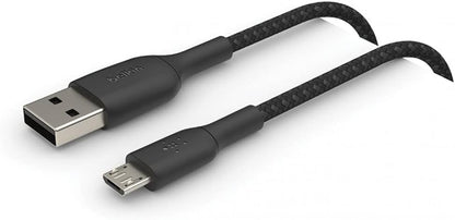 Belkin Micro-USB Cable for Portable Speakers; Power Banks; eReaders; and more (Braided USB-A to Micro-USB cable; 3.3 ft. / 1 m; Black) CAB007bt1MBK