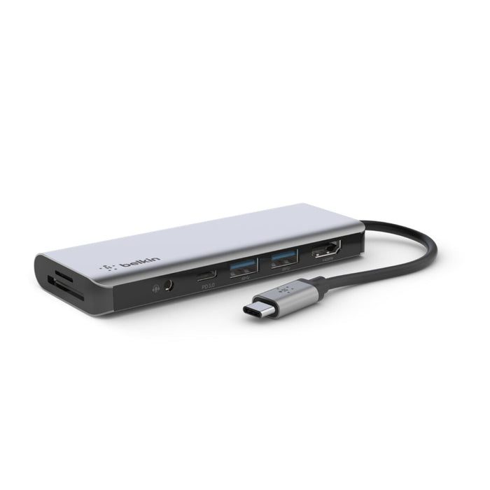 Belkin 7-in-1 MultiPort USB C Hub (with 4K HDMI, USB-C, 2 x USB A, 3.5mm Audio, SD 3.0 Slot, and micro-SD 3.0 for MacBook Pro, MacBook Air, iPad Pro, XPS and More), AVC009BTSGY