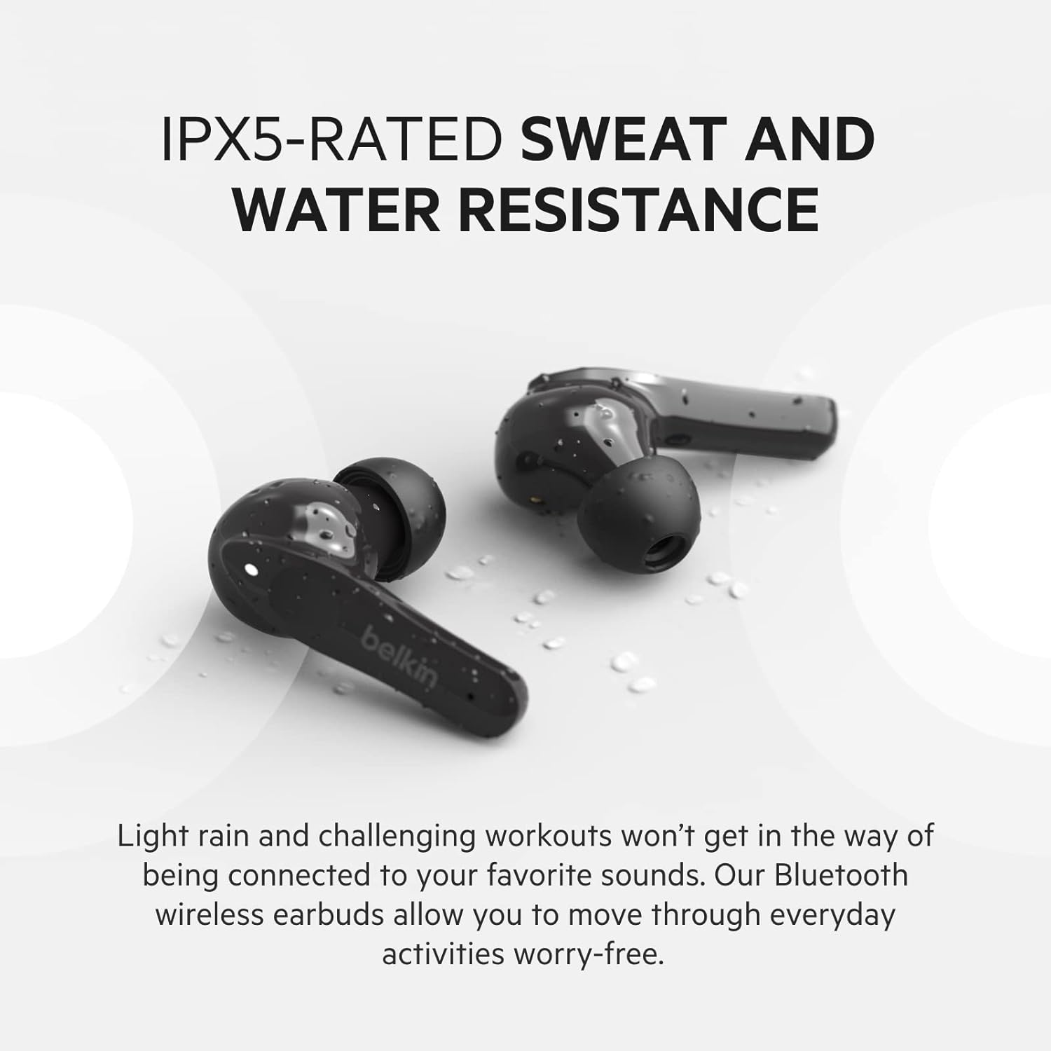 Belkin SoundForm Move True Wireless Earbuds (Bluetooth Earphones with Charging Case, Touch Controls, IPX5 Certified Sweat and Water Resistant with Deep Bass for iPhones, Androids and More) Move Black