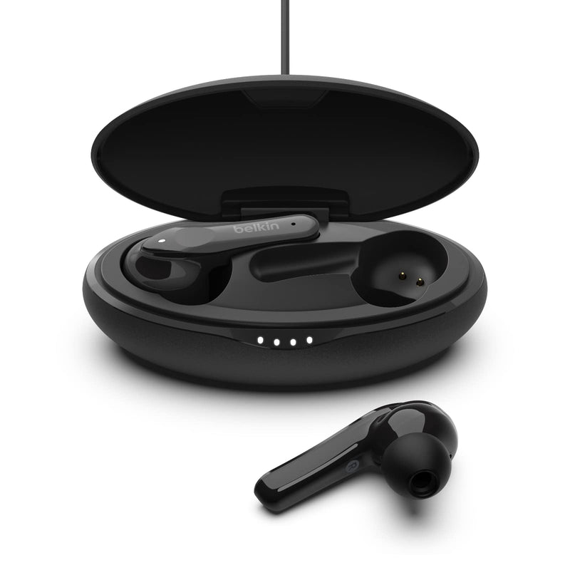Belkin SoundForm Move True Wireless Earbuds (Bluetooth Earphones with Charging Case, Touch Controls, IPX5 Certified Sweat and Water Resistant with Deep Bass for iPhones, Androids and More) Move Black