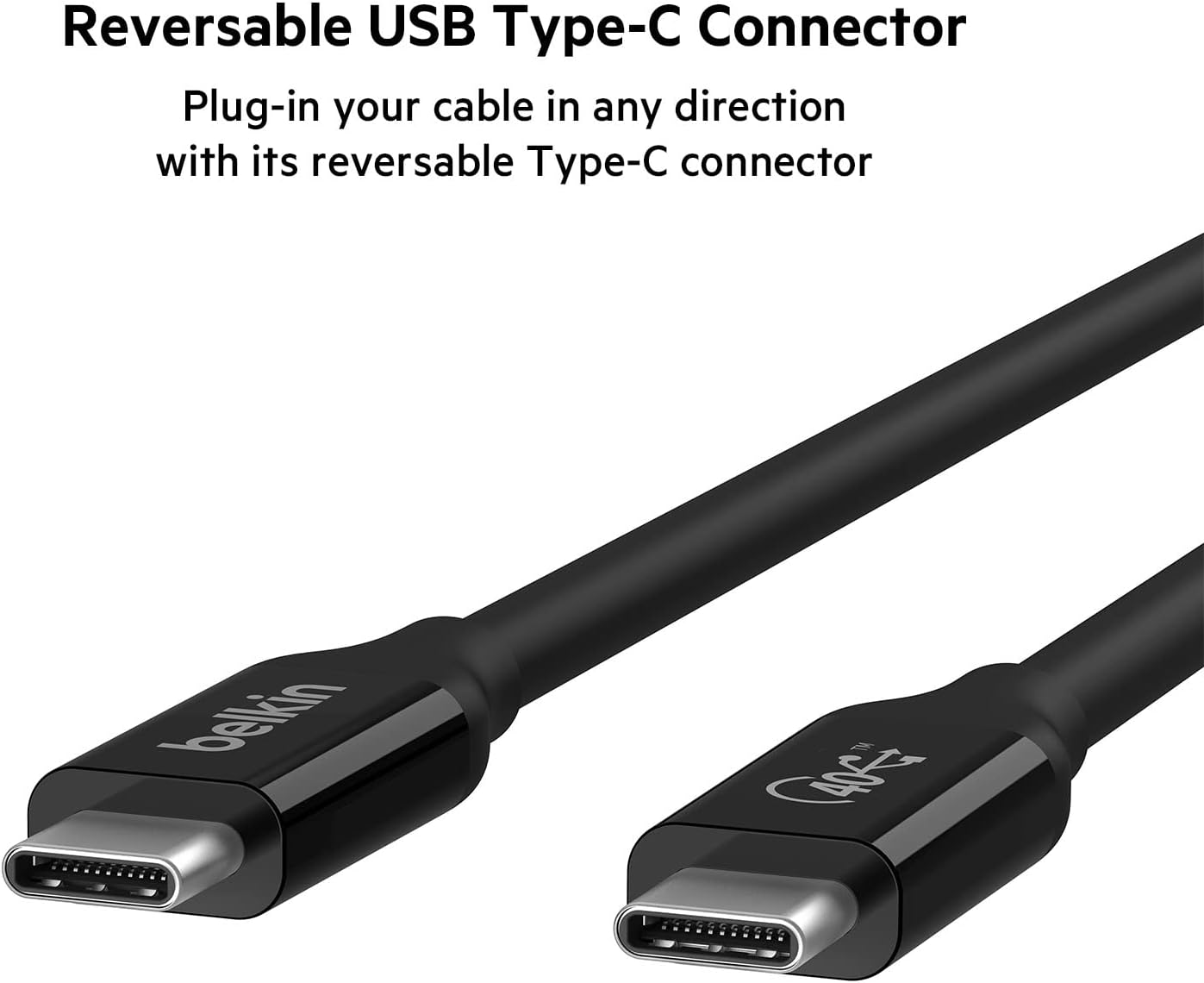 Belkin USB4 USB C to USB C Cable 2.6ft (USB IF Certified with Power Delivery up to 100W, 40 Gbps Data Transfer Speed and Backwards Compatible with Thunderbolt 3, USB 3.2, and more
