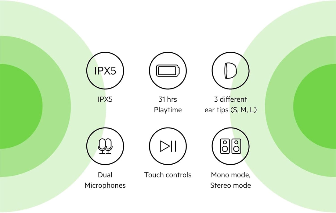 Belkin Wireless Earbuds, SoundForm Rise True Wireless Bluetooth 5.2 Earphones with Wireless Charging, IPX5 Sweat and Water Resistant, With Deep Bass for iPhone, Galaxy, Pixel and More