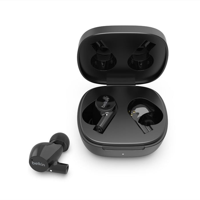 Belkin Wireless Earbuds, SoundForm Rise True Wireless Bluetooth 5.2 Earphones with Wireless Charging, IPX5 Sweat and Water Resistant, With Deep Bass for iPhone, Galaxy, Pixel and More