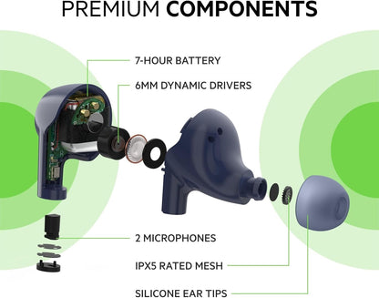 Belkin Wireless Earbuds, SoundForm Rise True Wireless Bluetooth 5.2 Earphones with Wireless Charging, IPX5 Sweat and Water Resistant, With Deep Bass for iPhone, Galaxy, Pixel and More