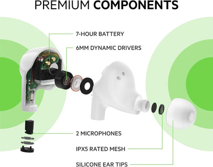 Belkin Wireless Earbuds, SoundForm Rise True Wireless Bluetooth 5.2 Earphones with Wireless Charging, IPX5 Sweat and Water Resistant, With Deep Bass for iPhone, Galaxy, Pixel and More