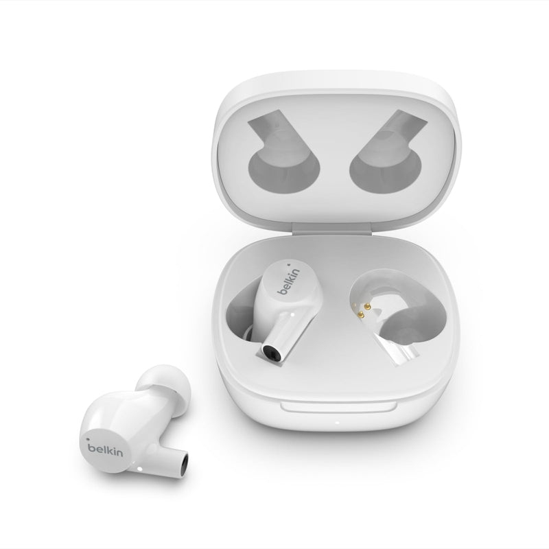 Belkin Wireless Earbuds, SoundForm Rise True Wireless Bluetooth 5.2 Earphones with Wireless Charging, IPX5 Sweat and Water Resistant, With Deep Bass for iPhone, Galaxy, Pixel and More