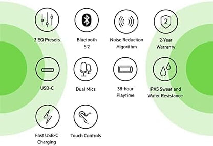 Belkin SOUNDFORM Play True Wireless Earbuds, Wireless Earphones with 3 EQ Presets, IPX5 Sweat and Water Resistant, 38 Hours Play Time for iPhone, Galaxy, Pixel and More