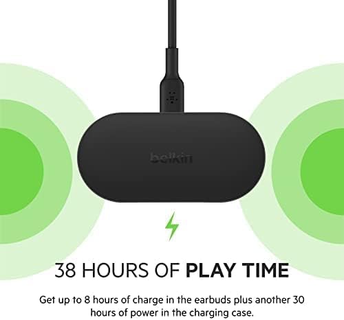 Belkin SOUNDFORM Play True Wireless Earbuds, Wireless Earphones with 3 EQ Presets, IPX5 Sweat and Water Resistant, 38 Hours Play Time for iPhone, Galaxy, Pixel and More