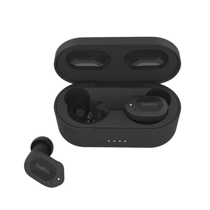 Belkin SOUNDFORM Play True Wireless Earbuds, Wireless Earphones with 3 EQ Presets, IPX5 Sweat and Water Resistant, 38 Hours Play Time for iPhone, Galaxy, Pixel and More