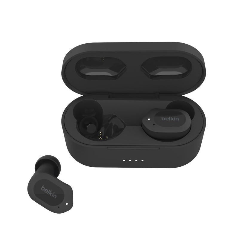 Belkin SOUNDFORM Play True Wireless Earbuds, Wireless Earphones with 3 EQ Presets, IPX5 Sweat and Water Resistant, 38 Hours Play Time for iPhone, Galaxy, Pixel and More