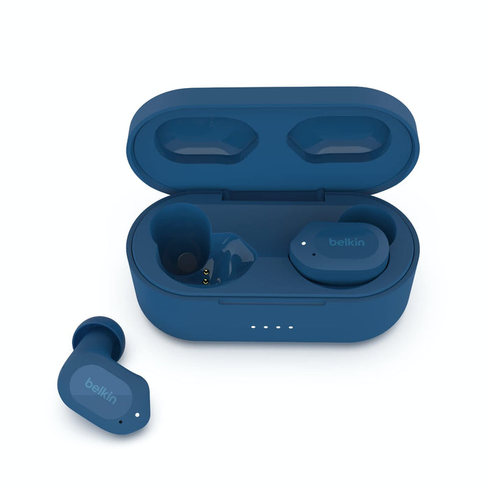 Belkin SOUNDFORM Play True Wireless Earbuds, Wireless Earphones with 3 EQ Presets, IPX5 Sweat and Water Resistant, 38 Hours Play Time for iPhone, Galaxy, Pixel and More - Blue