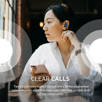 Belkin SOUNDFORM Play True Wireless Earbuds, Wireless Earphones with 3 EQ Presets, IPX5 Sweat and Water Resistant, 38 Hours Play Time for iPhone, Galaxy, Pixel and More