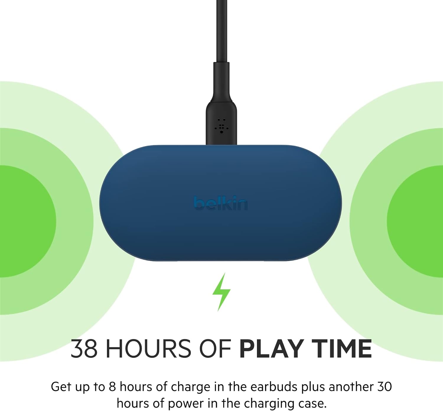Belkin SOUNDFORM Play True Wireless Earbuds, Wireless Earphones with 3 EQ Presets, IPX5 Sweat and Water Resistant, 38 Hours Play Time for iPhone, Galaxy, Pixel and More