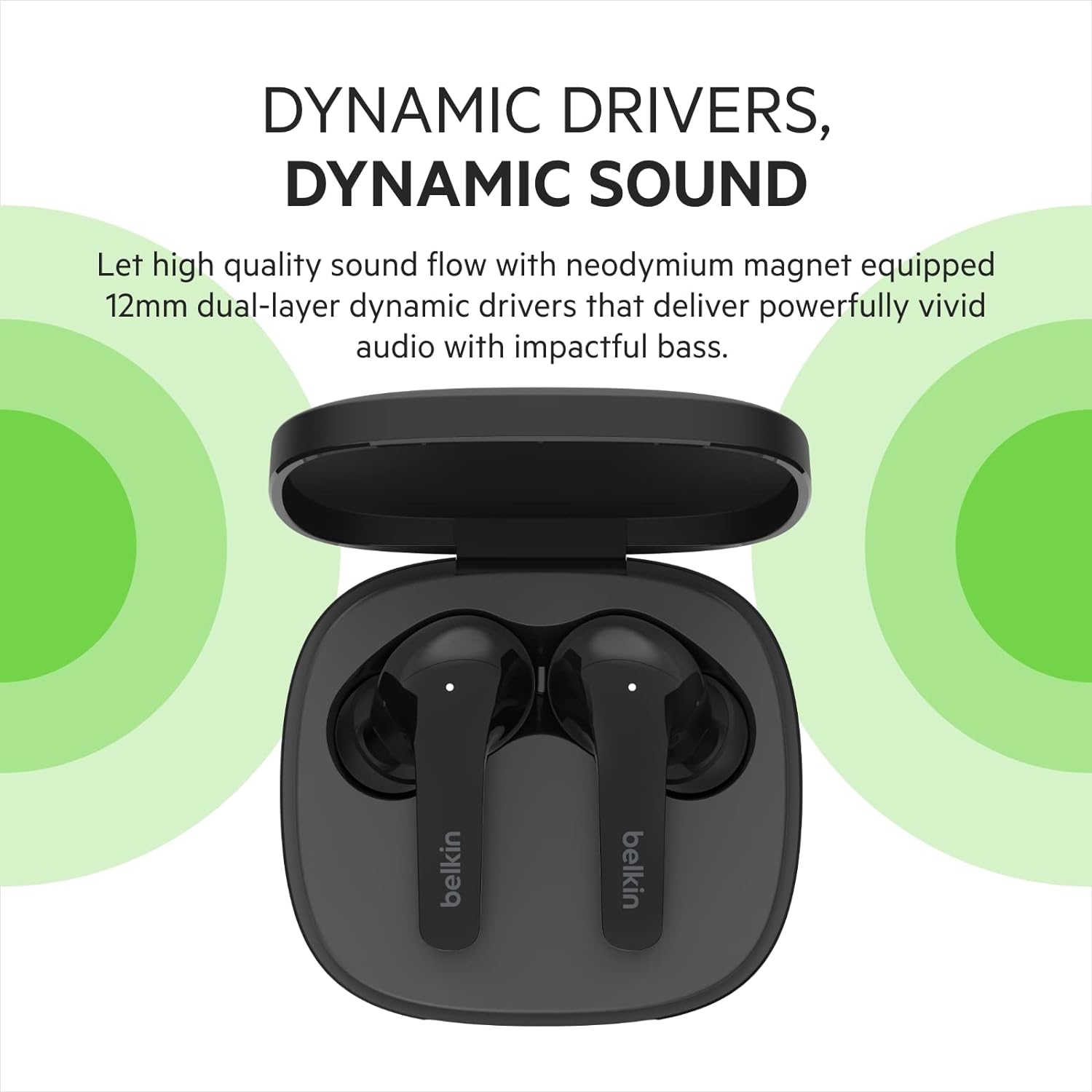 Belkin SOUNDFORM Flow True Wireless Earbuds with Active Noise Cancellation, Bluetooth Earphones with Wireless Charging, IPX5 Sweat and Water Resistant, 31H Play Time, for iPhone, Galaxy, Pixel - White