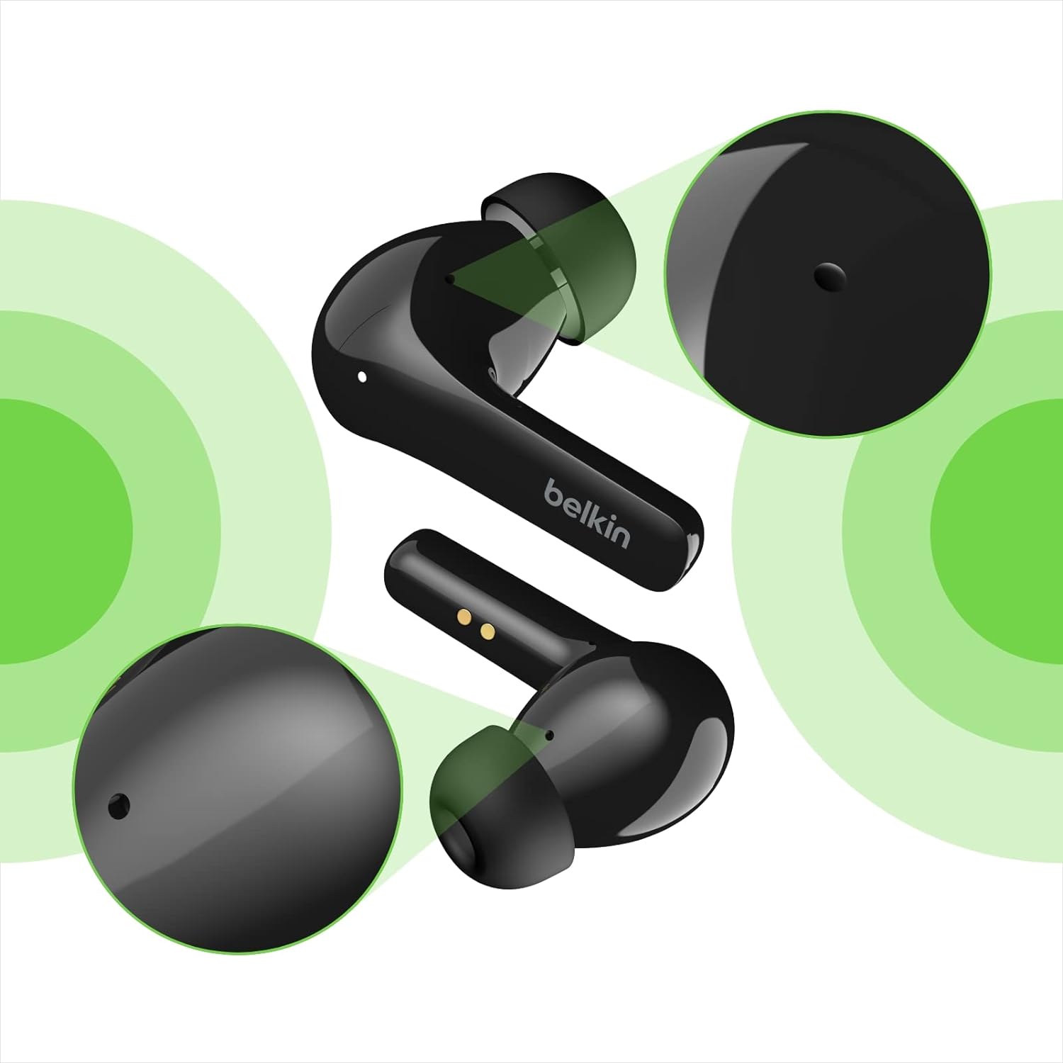 Belkin SOUNDFORM Flow True Wireless Earbuds with Active Noise Cancellation, Bluetooth Earphones with Wireless Charging, IPX5 Sweat and Water Resistant, 31H Play Time, for iPhone, Galaxy, Pixel - White