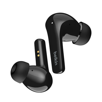 Belkin SOUNDFORM Flow True Wireless Earbuds with Active Noise Cancellation, Bluetooth Earphones with Wireless Charging, IPX5 Sweat and Water Resistant, 31H Play Time, for iPhone, Galaxy, Pixel - White