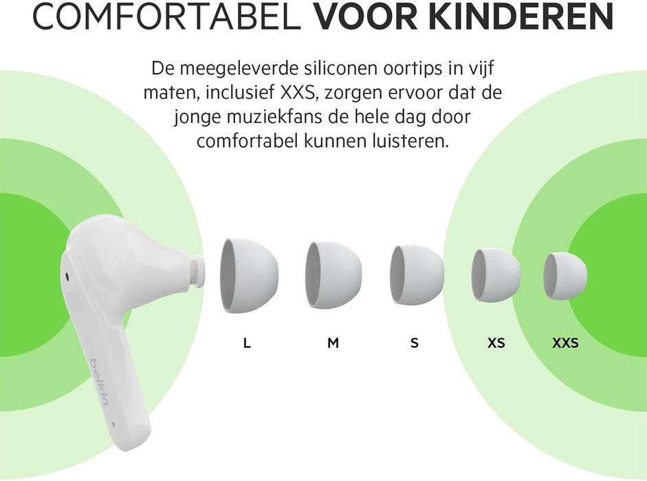 Belkin SOUNDFORM Nano, True Wireless Earbuds for Kids, 85dB Limit for Ear Protection, Online Learning, School, IPX5 Certified, 24 H Play Time for iPhone, iPad, Kindle, Pixel and More –