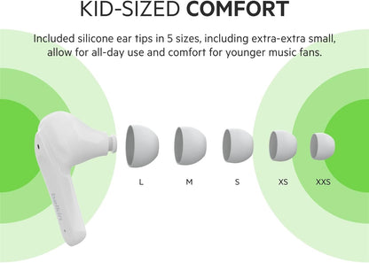 Belkin SOUNDFORM Nano, True Wireless Earbuds for Kids, 85dB Limit for Ear Protection, Online Learning, School, IPX5 Certified, 24 H Play Time for iPhone, iPad, Kindle, Pixel and More –