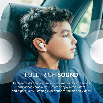 Belkin SOUNDFORM Nano, True Wireless Earbuds for Kids, 85dB Limit for Ear Protection, Online Learning, School, IPX5 Certified, 24 H Play Time for iPhone, iPad, Kindle, Pixel and More –