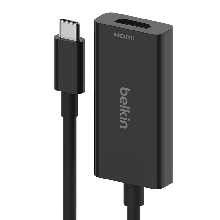 Belkin USB Type C to HDMI 2.1 Adapter, Tethered 4.33in Cable with 8K@60Hz, 4K@144Hz, HDR, HBR3, DSC, HDCP 2.2, USB-IF Certified for Chromebook, Macbook, iPad Pro and other USB C Devices
