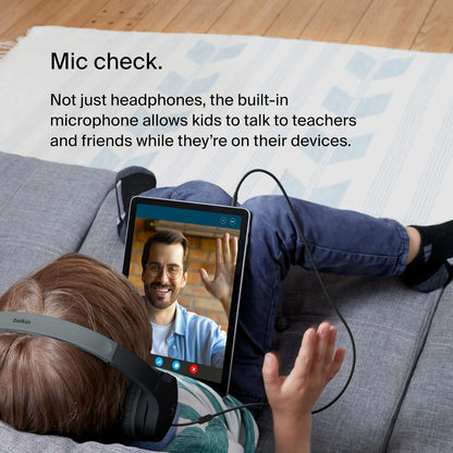 Belkin SoundForm Mini Wired On-Ear Headphones for Kids, Over-Ear Headset for Children with inline Microphone for Online Learning, School, Travel, Play, For 3.5mm Compatible Devices