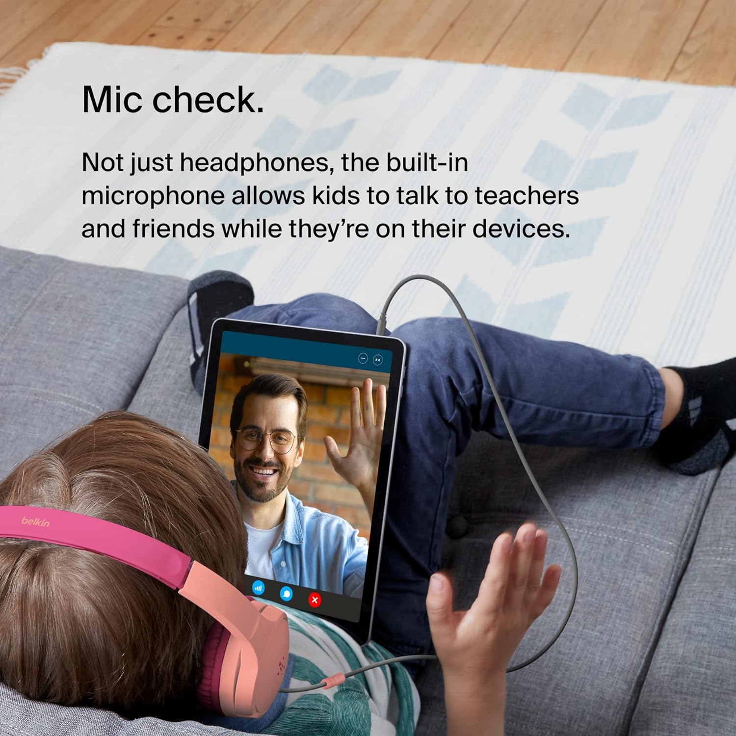 Belkin SoundForm Mini Wired On-Ear Headphones for Kids, Over-Ear Headset for Children with inline Microphone for Online Learning, School, Travel, Play, For 3.5mm Compatible Devices
