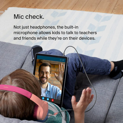 Belkin SoundForm Mini Wired On-Ear Headphones for Kids, Over-Ear Headset for Children with inline Microphone for Online Learning, School, Travel, Play, For 3.5mm Compatible Devices