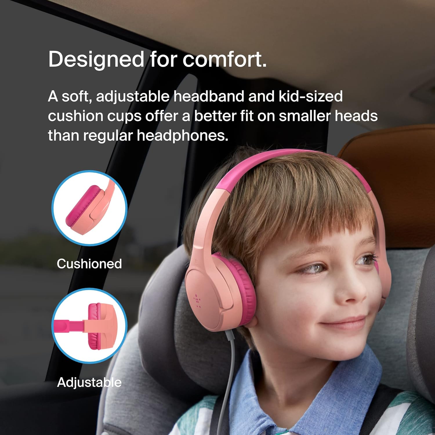 Belkin SoundForm Mini Wired On-Ear Headphones for Kids, Over-Ear Headset for Children with inline Microphone for Online Learning, School, Travel, Play, For 3.5mm Compatible Devices