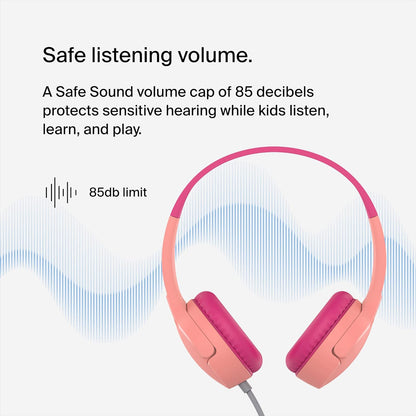 Belkin SoundForm Mini Wired On-Ear Headphones for Kids, Over-Ear Headset for Children with inline Microphone for Online Learning, School, Travel, Play, For 3.5mm Compatible Devices