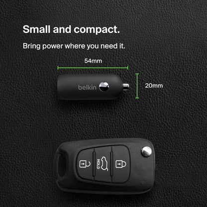 Belkin BoostCharge 30-W-Kfz-Schnellladegerät, Zigarettenanzünder USB, kompaktes Modell mit USB-C-Power Delivery-Anschluss, kompatibel mit iPhone 17,16, Galaxy S24, iPad, Google Pixel, iPad Pro, mehr
