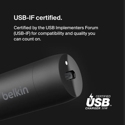 Belkin BoostCharge 30-W-Kfz-Schnellladegerät, Zigarettenanzünder USB, kompaktes Modell mit USB-C-Power Delivery-Anschluss, kompatibel mit iPhone 17,16, Galaxy S24, iPad, Google Pixel, iPad Pro, mehr