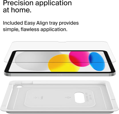 Belkin ScreenForce™ TemperedGlass Screen Protector for iPad 10th Generation with Apple Pencil Compatibility, Edge-to-Edge Fit, & Included Easy Align Tray for Flawless, Bubble Free Application
