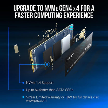 PNY CS2140 1TB M.2 NVMe Gen4 x4 Internal Solid State Drive (SSD), up to 3600MB/s - M280CS2140-1TB-RB