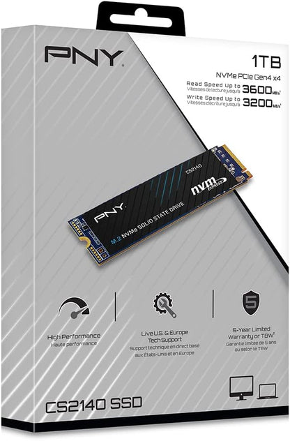 PNY CS2140 1TB M.2 NVMe Gen4 x4 Internal Solid State Drive (SSD), up to 3600MB/s - M280CS2140-1TB-RB