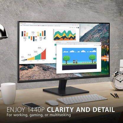 ViewSonic VA2715-2K-MHD 27-inch 2K WQHD Monitor with Frameless Design 2x HDMI, DisplayPort, Speakers, Eye Care for Work and Study at Home 27-inch QHD HDMI DisplayPort