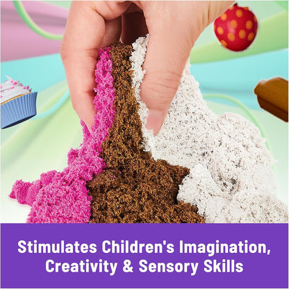 Kinetic Sand Scents, Ice Cream Treats Playset with 3 Colours of All-Natural Scented Sand and 6 Serving Tools