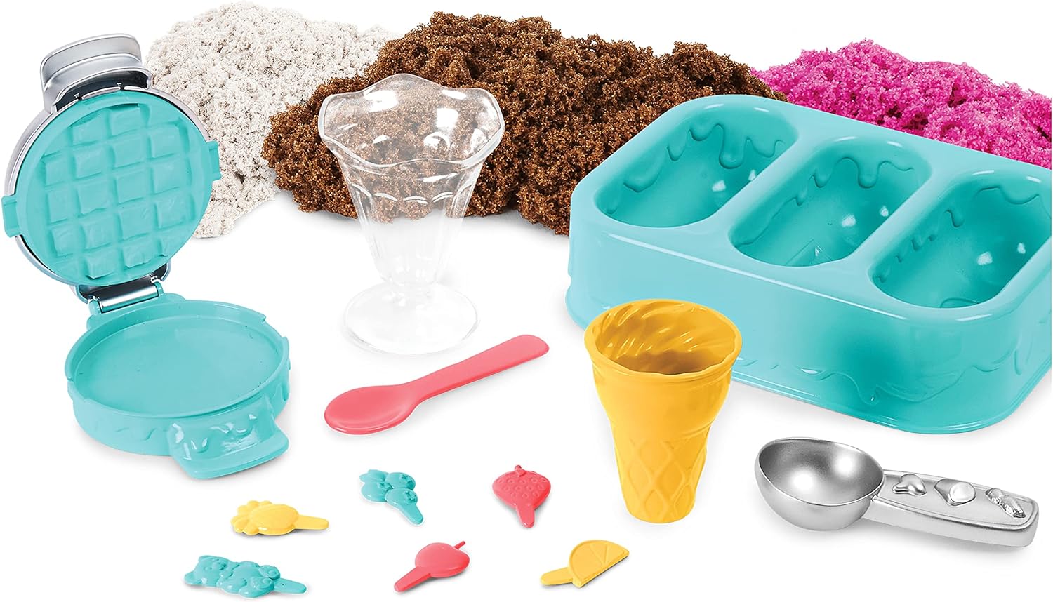 Kinetic Sand Scents, Ice Cream Treats Playset with 3 Colours of All-Natural Scented Sand and 6 Serving Tools