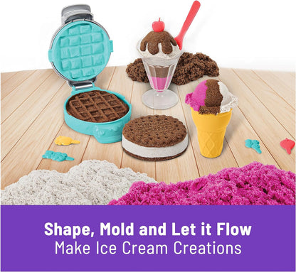 Kinetic Sand Scents, Ice Cream Treats Playset with 3 Colours of All-Natural Scented Sand and 6 Serving Tools