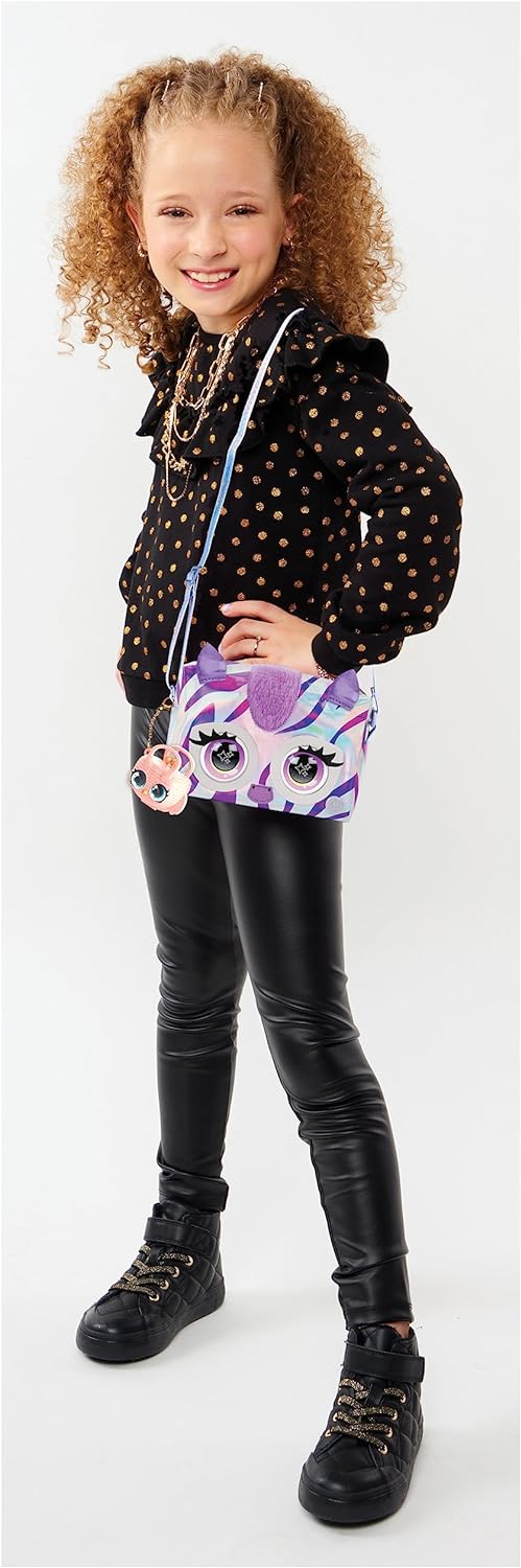 Purse Pets, Metallic Mood Rebel Stripez, Interactive Pet Toy and Crossbody Shoulder Bag with over 30 Sounds and Reactions, Kids’ Toys for Girls
