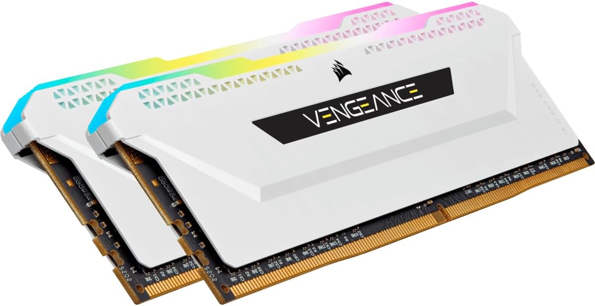 Corsair Vengeance RGB PRO SL 32GB (2x16GB) DDR4 3600MHz C18, Illuminated Desktop Memory Kit (10 Individually Addressable RGB LEDs, Wide Compatibility, Optimised for Bandwidth & Response Times) White 2 x 16 GB