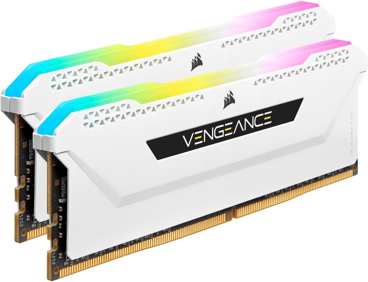 Corsair Vengeance RGB PRO SL 32GB (2x16GB) DDR4 3600MHz C18, Illuminated Desktop Memory Kit (10 Individually Addressable RGB LEDs, Wide Compatibility, Optimised for Bandwidth & Response Times) White 2 x 16 GB