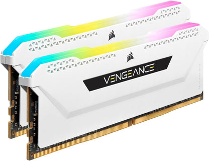 Corsair Vengeance RGB PRO SL 32GB (2x16GB) DDR4 3600MHz C18, Illuminated Desktop Memory Kit (10 Individually Addressable RGB LEDs, Wide Compatibility, Optimised for Bandwidth & Response Times) White 2 x 16 GB