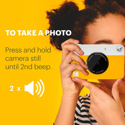Kodak Printomatic Digital Instant Print Camera - Full Color Prints On ZINK 2 x 3 Inch Sticky-Backed Photo Paper (Yellow) Print Memories Instantly