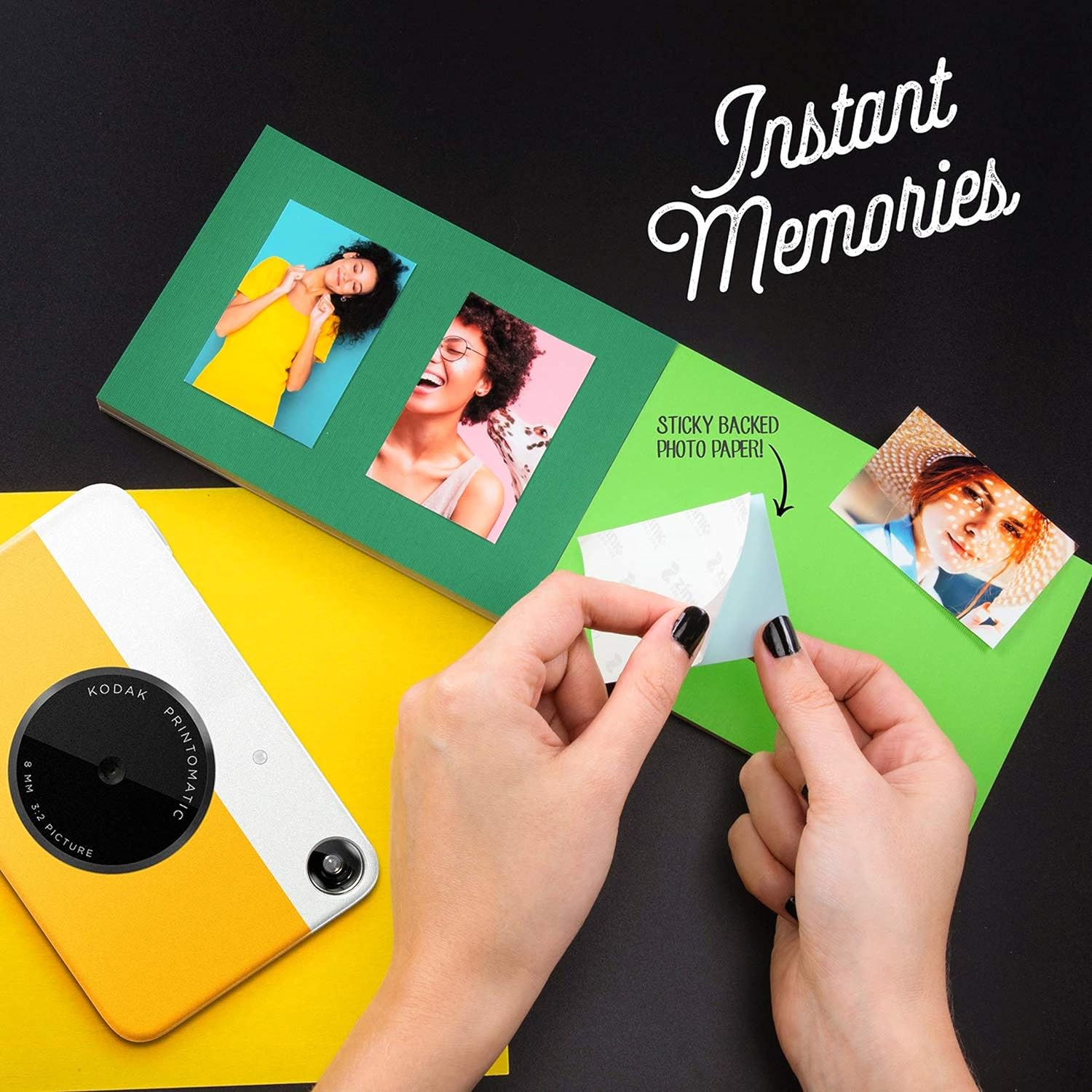 Kodak Printomatic Digital Instant Print Camera - Full Color Prints On ZINK 2 x 3 Inch Sticky-Backed Photo Paper (Yellow) Print Memories Instantly