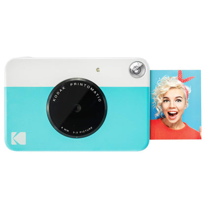 Kodak Printomatic Digital Instant Print Camera - Full Color Prints On ZINK 2 x 3 Inch Sticky-Backed Photo Paper (Blue) Print Memories Instantly