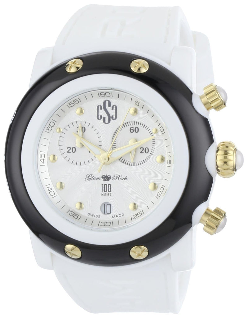 Glam Rock Women's GR62109 Miami Beach Silver Dial White Silicone Watch