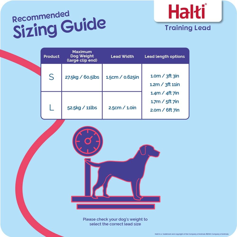 HALTI Training Lead Size Large Red, 2m, Professional Dog Lead to Stop Pulling on the Lead, Perfect for Puppy Walks, Easy to Use Double-Ended Dog Leash, Lightweight, Soft & Durable