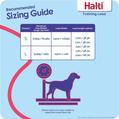 HALTI Training Lead Size Large Red, 2m, Professional Dog Lead to Stop Pulling on the Lead, Perfect for Puppy Walks, Easy to Use Double-Ended Dog Leash, Lightweight, Soft & Durable
