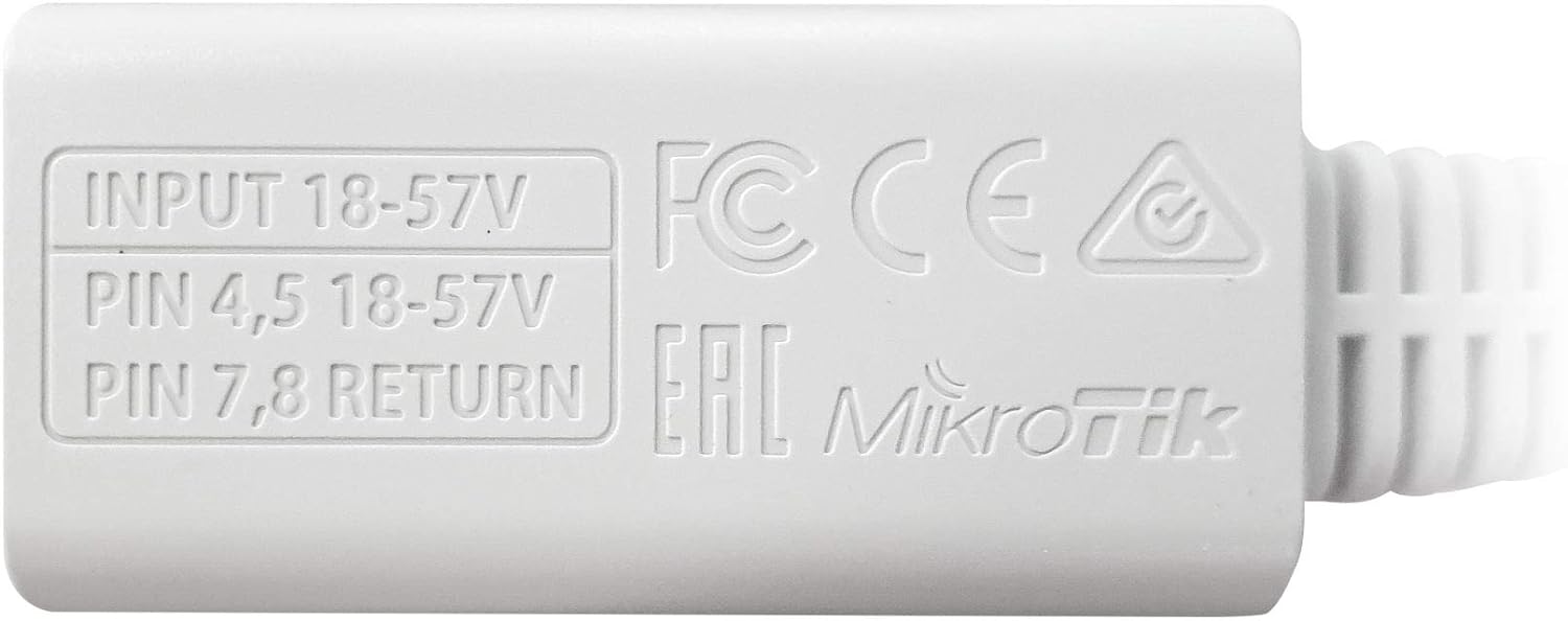 Mikrotik RBGPOE 48V Gigabit Ethernet PoE Adapter and Injector - PoE Adapter/Injector (Gigabit Ethernet, 10,100,1000 Mbit/s, 48 V, 2 A, 1 Piece